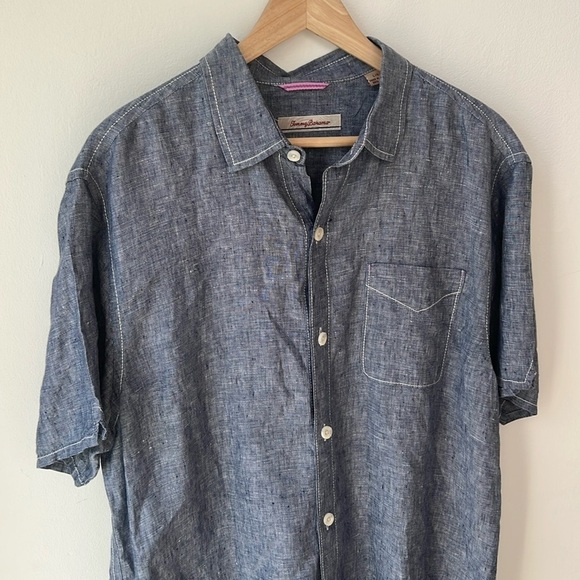Tommy Bahama Island 100% Linen Button Down Tropical  Shirt Size Large - Picture 1 of 8